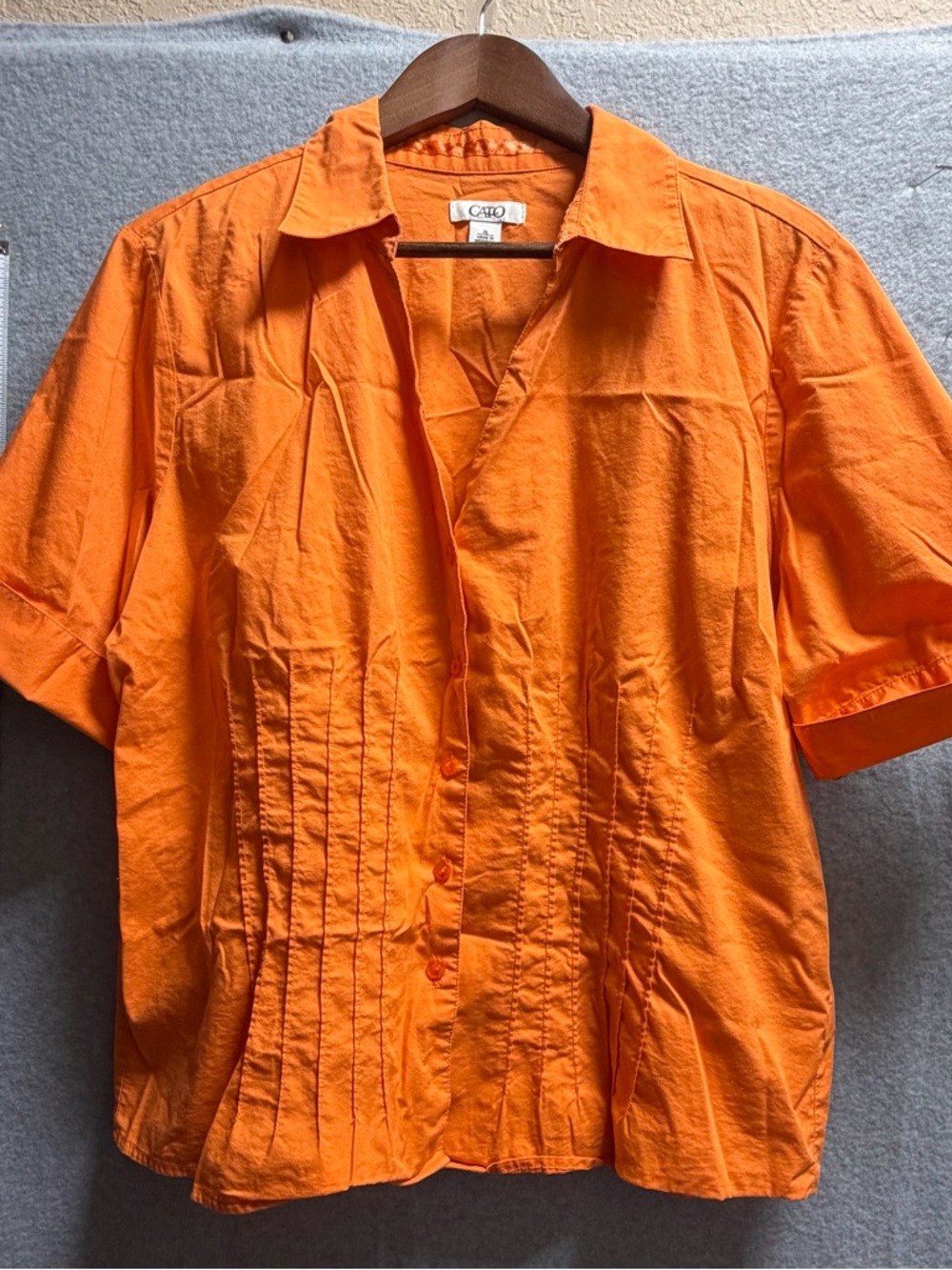 Cato Orange Short-Sleeve Button Front Blouse